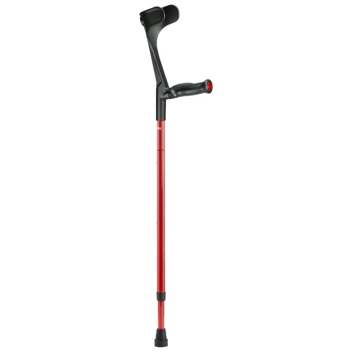 Ossenberg Open Cuff Carbon Fibre Folding Comfort Grip Red Crutch (Right Handed)